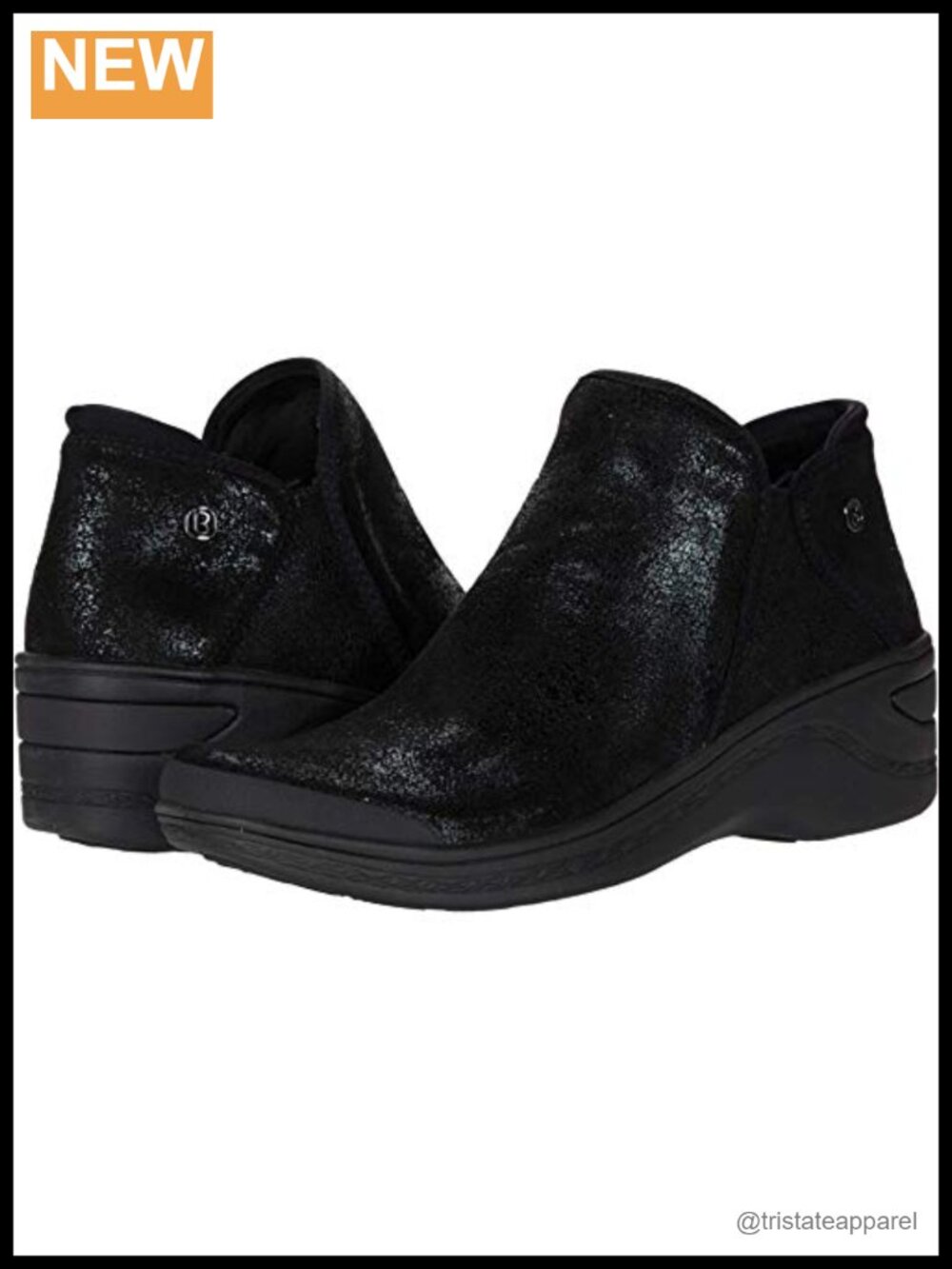 BZees Domino Ankle Booties Machine Washable Memory Foam Zip Low Wedge